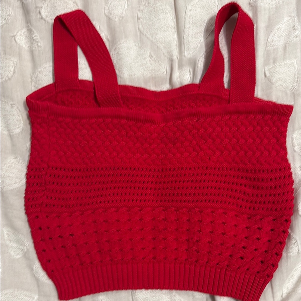 Astr Red Ribbed Crop Tank Top like new. Size small - Picture 6 of 8